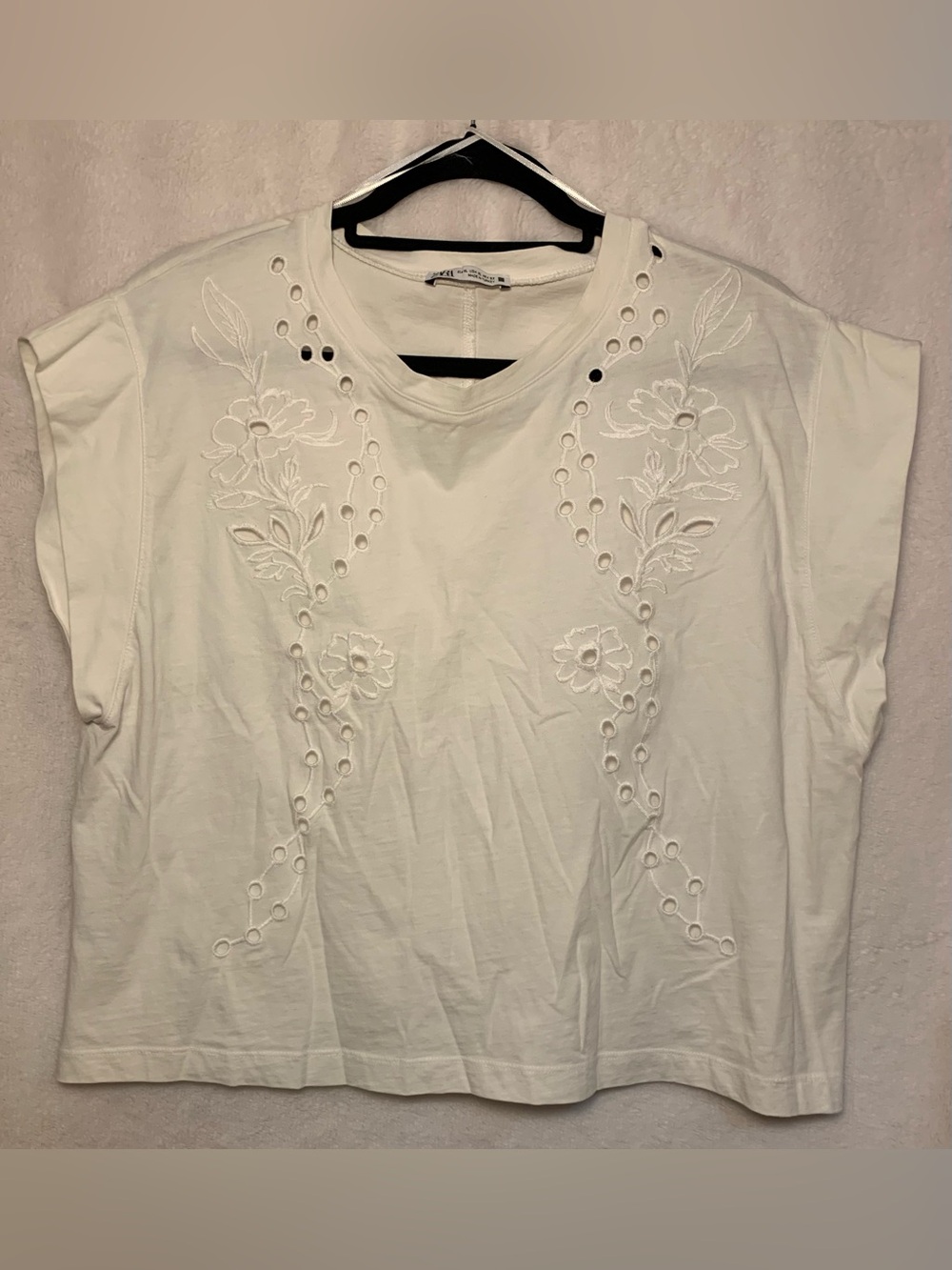 Zara Embroidered Eyelet Crop Top